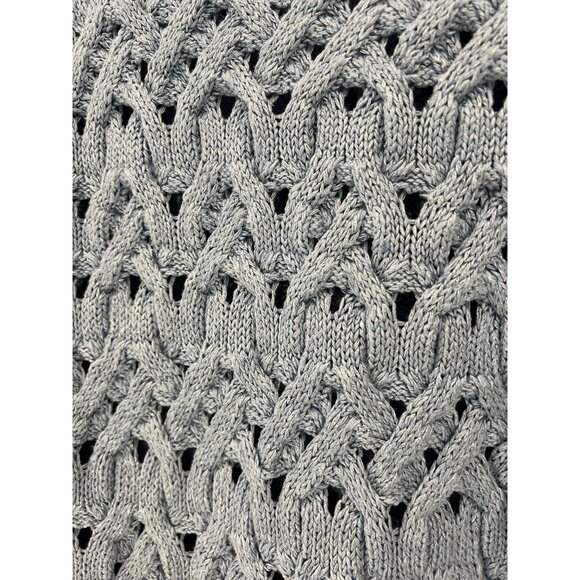 LAFAYETTE 148 New York Sequin Infinity Cable blue Metallic Sweater  Size L - Picture 3 of 7